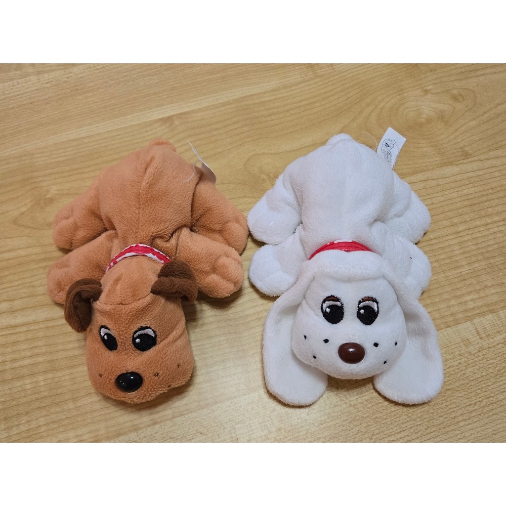 Vintage 2007 Pound Puppies Plush Set Tan Brown White Spotted Dog 6‎ Inch 2pc